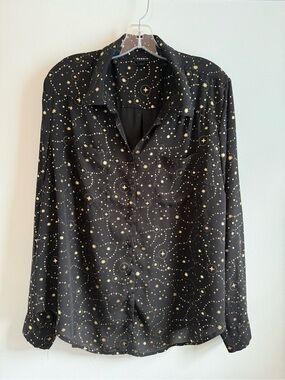 Torrid Celestial Black Blouse with Gold Starry Print